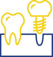 implantes línea dos color icono diseño vector