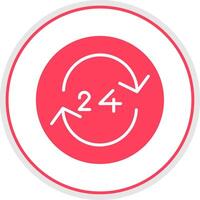 24 Hour Clock Flat Circle Icon vector