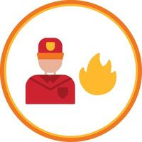 Firefighter Flat Circle Icon vector