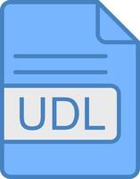 udl archivo formato línea lleno azul icono vector