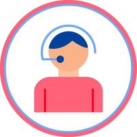 Call Center Agent Flat Circle Icon vector