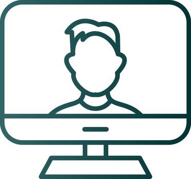 icono de gradiente de línea de computadora vector