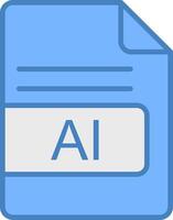 AI File Format Line Filled Blue Icon vector