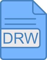 DRW File Format Line Filled Blue Icon vector