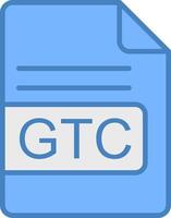 GTC File Format Line Filled Blue Icon vector