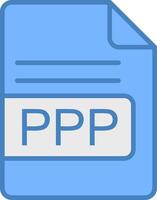 PPP File Format Line Filled Blue Icon vector