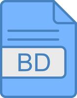 BD File Format Line Filled Blue Icon vector