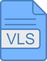 VLS File Format Line Filled Blue Icon vector