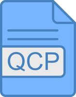 qcp archivo formato línea lleno azul icono vector