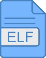 ELF File Format Line Filled Blue Icon vector