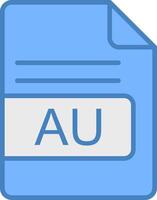 AU File Format Line Filled Blue Icon vector