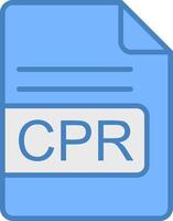CPR File Format Line Filled Blue Icon vector