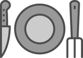 tenedor línea lleno escala de grises icono diseño vector