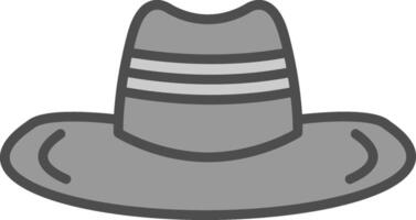 vaquero sombrero línea lleno escala de grises icono diseño vector