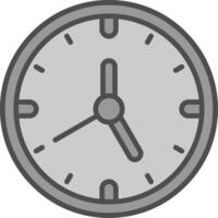 reloj línea lleno escala de grises icono diseño vector