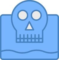 vivo muerto línea lleno azul icono vector