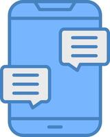 Chat Line Filled Blue Icon vector