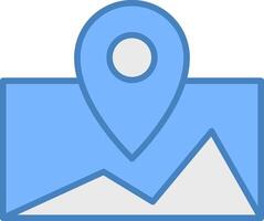Map Line Filled Blue Icon vector