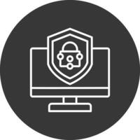 seguridad computadora reparar línea invertido icono diseño vector