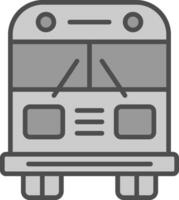 colegio autobús línea lleno escala de grises icono diseño vector
