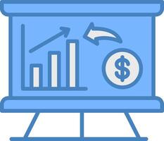 Income Chart Line Filled Blue Icon vector