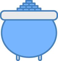 Gold Pot Line Filled Blue Icon vector