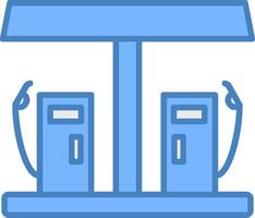 Gas Station Line Filled Blue Icon vector