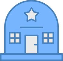 Army Base Line Filled Blue Icon vector