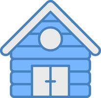 Cabin Line Filled Blue Icon vector