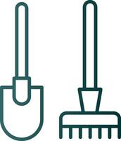 Rake And Hoe Line Gradient Icon vector