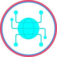 Globe Grid Flat Circle Icon vector