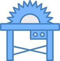 Table Saw Line Filled Blue Icon vector