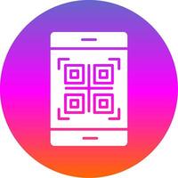 Qr Code Glyph Gradient Circle Icon Design vector