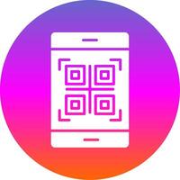 qr código glifo degradado circulo icono diseño vector