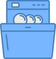 Dish Washing Line Filled Blue Icon vector