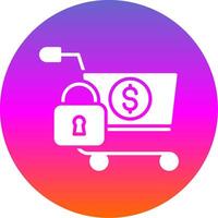 Secure OnLine Circle Multi Circle Shopping Glyph Gradient Circle Icon Design vector