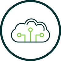 Cloud Circuit Line Circle Icon Design vector