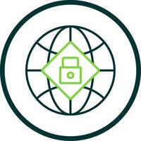 Global Security Line Circle Icon Design vector