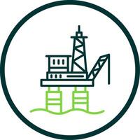 Drilling Rig Line Circle Icon Design vector