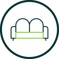 Sofa Bed Line Circle Icon Design vector