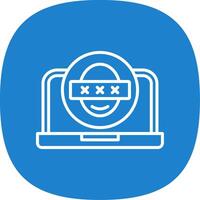 Security Laptop Faceprint Line Curve Icon Design vector