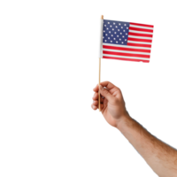 USA flag in hand on transparent Background png