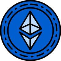 Ethereum Coin Line Filled Icon vector