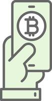 pagar bitcoin relleno icono diseño vector