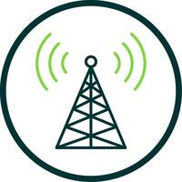 Radio Tower Line Circle Icon Design vector
