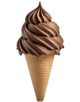 Realistic chocolate ice cream in cornet png