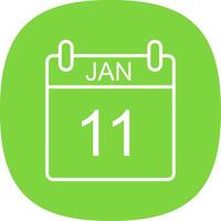 January Line Curve Icon Design vector