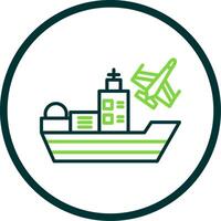 Ship Line Circle Icon Design vector