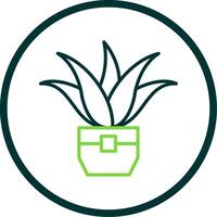 Aloe Vera Line Circle Icon Design vector