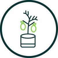 Lemon Tree Line Circle Icon Design vector